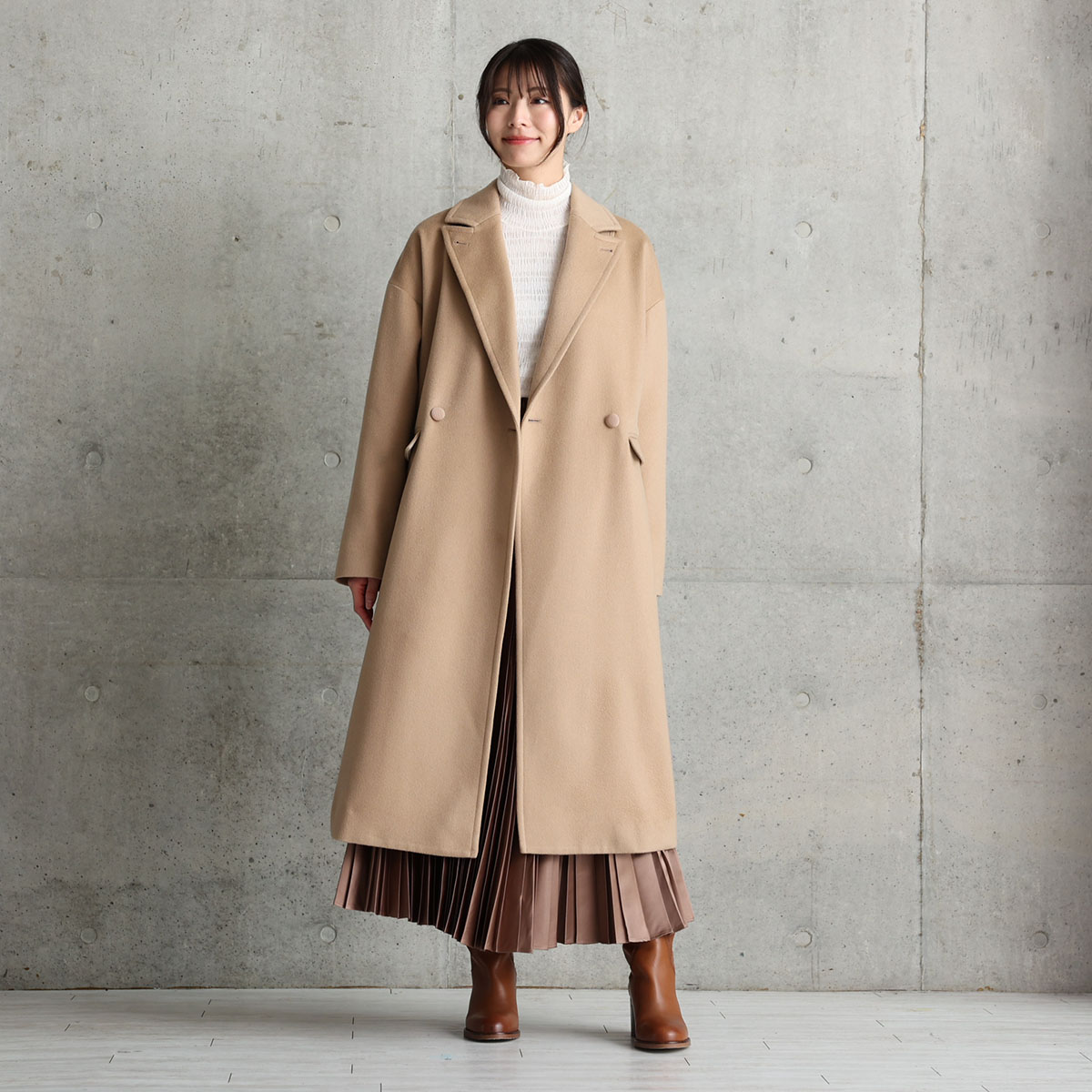 12月上旬お届け予定『Pure cashmere』 Over chester coat【全3色】の画像