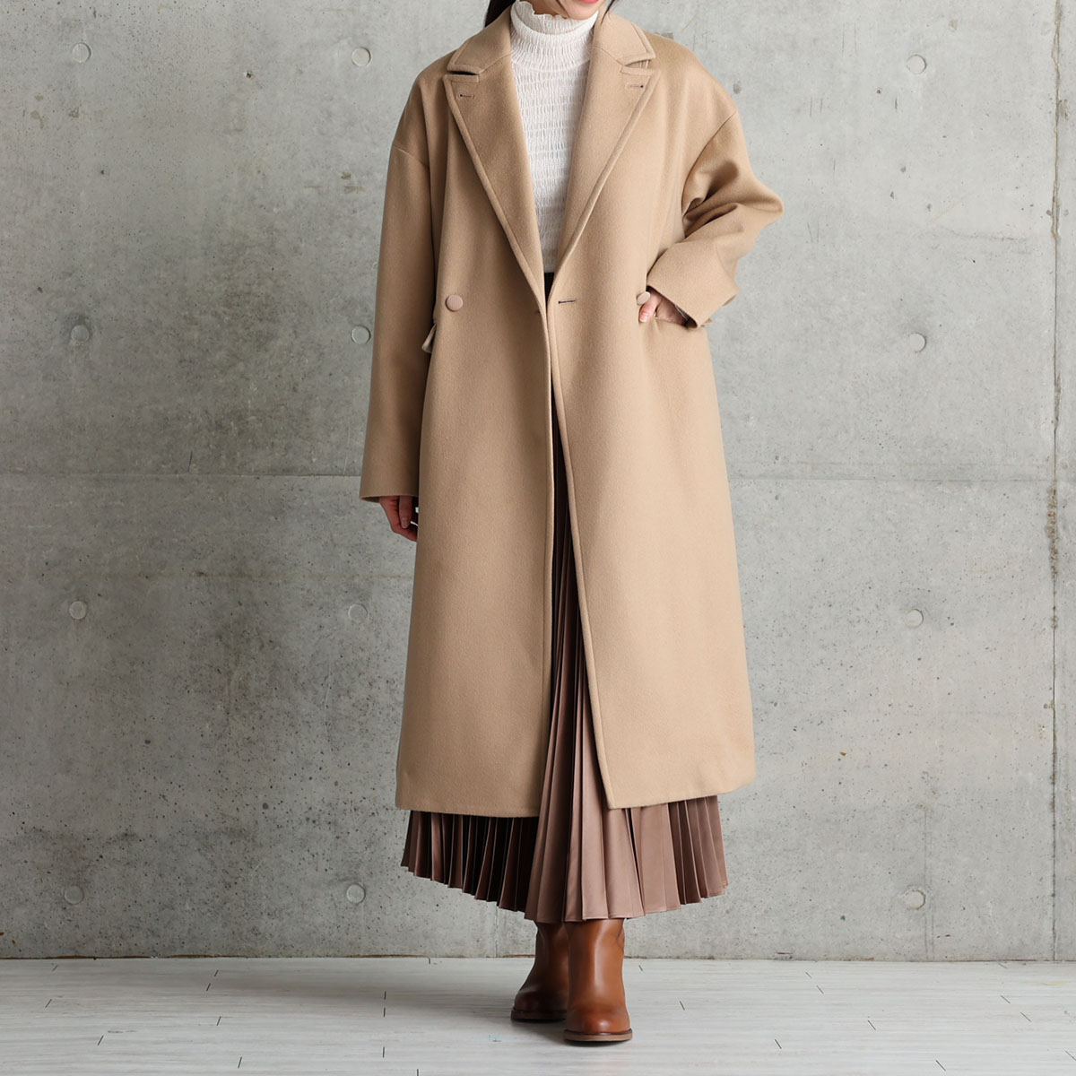 12月上旬お届け予定『Pure cashmere』 Over chester coat【全3色】の画像