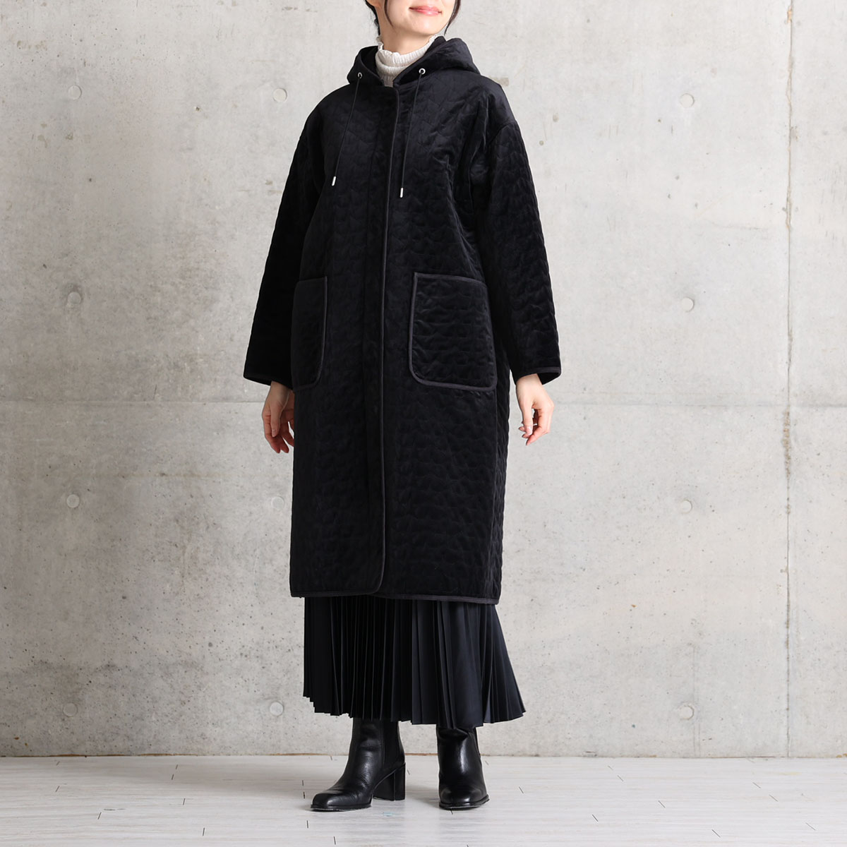 12月下旬お届け予定『Stella quilt velvet』2WAY Long Coat【全1色】の画像