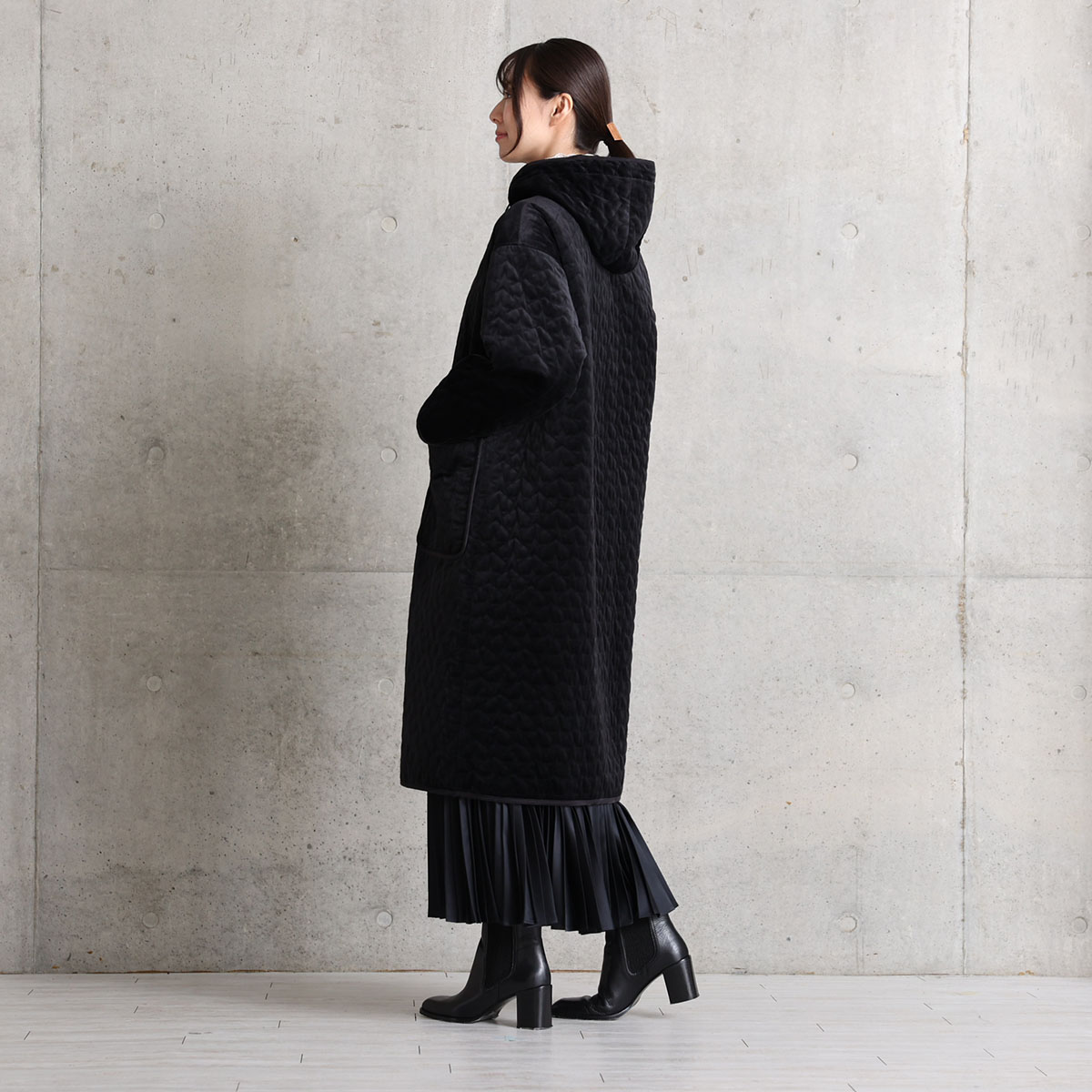 12月下旬お届け予定『Stella quilt velvet』2WAY Long Coat【全1色】の画像