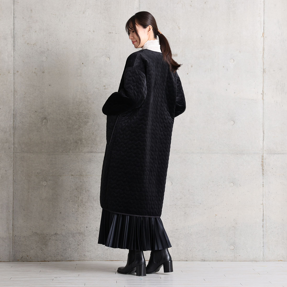 12月下旬お届け予定『Stella quilt velvet』2WAY Long Coat【全1色】の画像