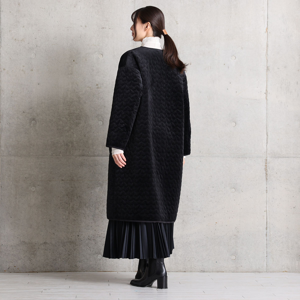 12月下旬お届け予定『Stella quilt velvet』2WAY Long Coat【全1色】の画像