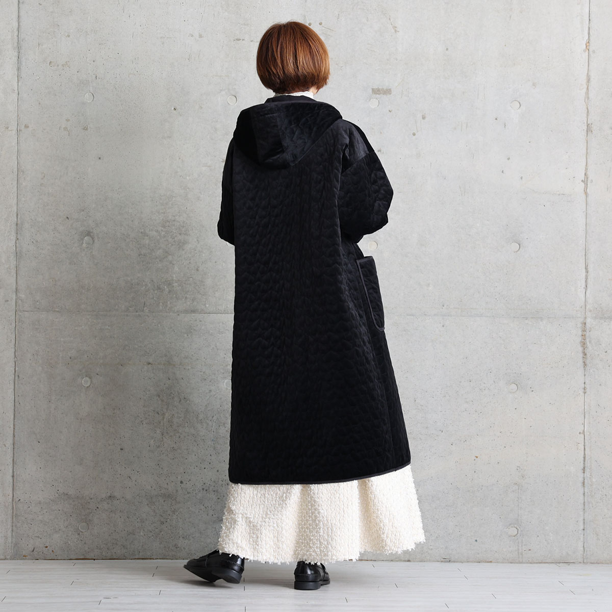 12月下旬お届け予定『Stella quilt velvet』2WAY Long Coat【全1色】の画像