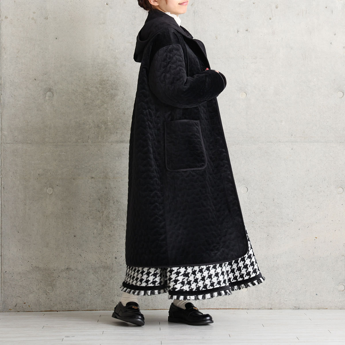 12月下旬お届け予定『Stella quilt velvet』2WAY Long Coat【全1色】の画像