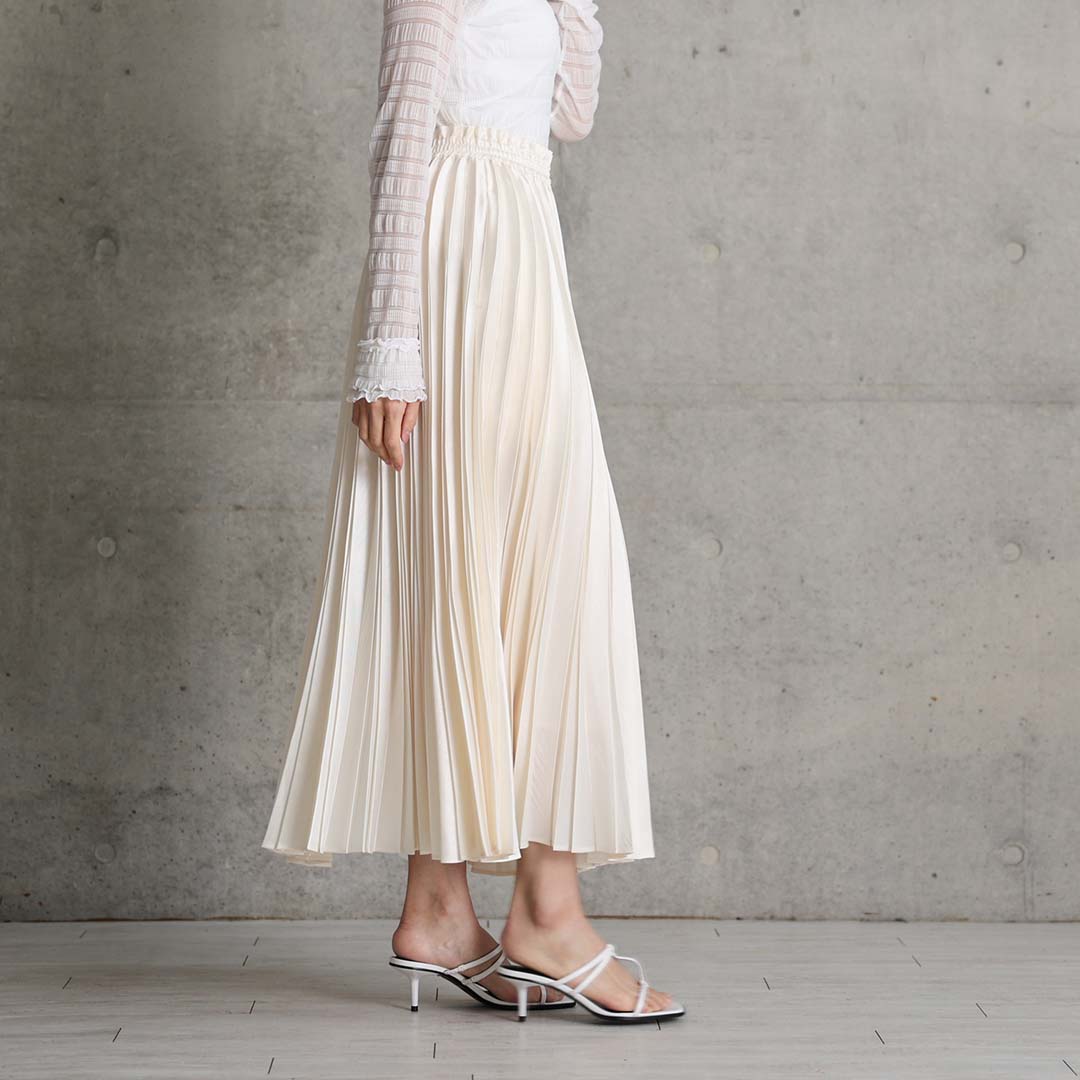 2月中旬～下旬お届け予定 『Inflexion pleats』 Long skirt 【全4色】の画像