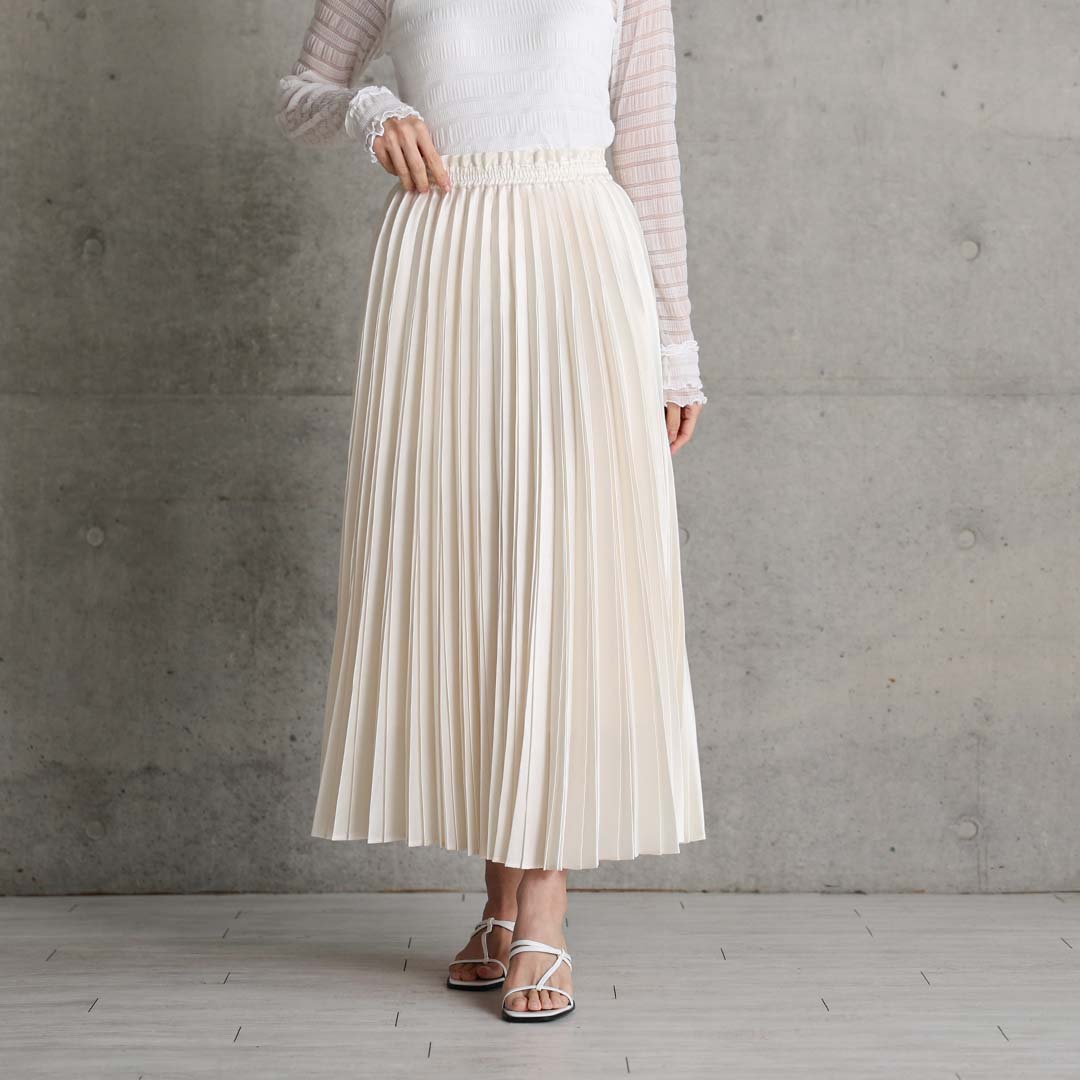 2月中旬～下旬お届け予定 『Inflexion pleats』 Long skirt 【全4色】の画像