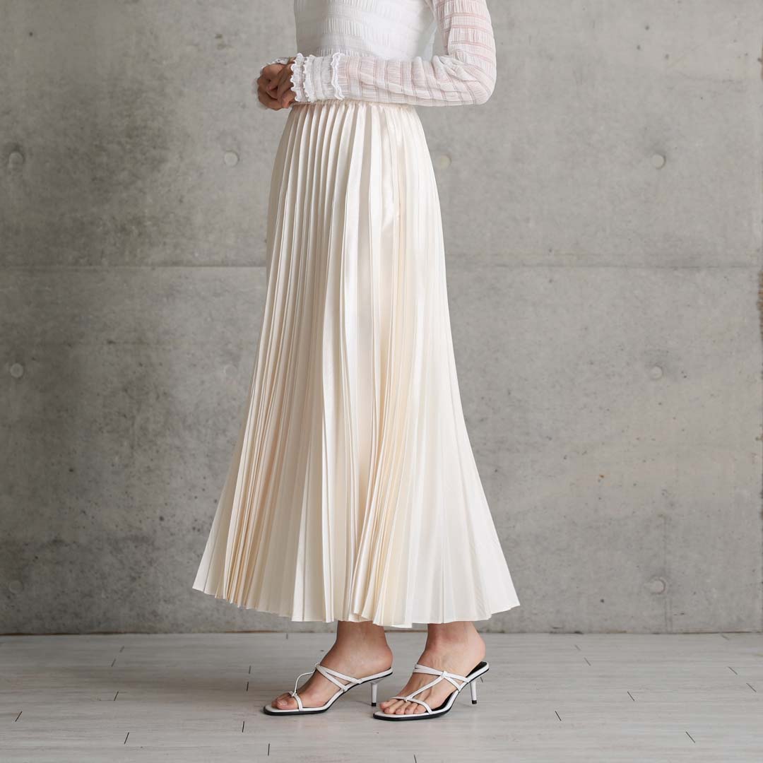 2月中旬～下旬お届け予定 『Inflexion pleats』 Long skirt 【全4色】の画像