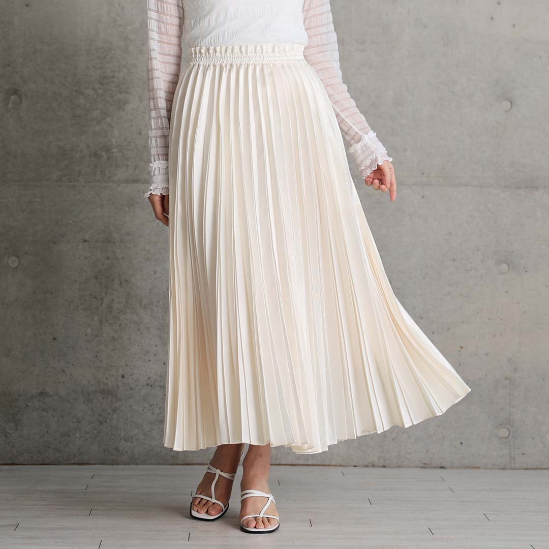 2月中旬～下旬お届け予定 『Inflexion pleats』 Long skirt 【全4色】の画像