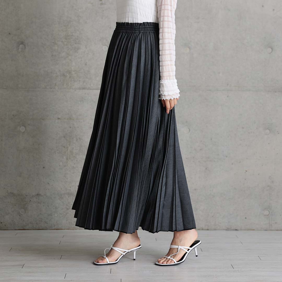 2月中旬～下旬お届け予定 『Inflexion pleats』 Long skirt 【全4色】の画像