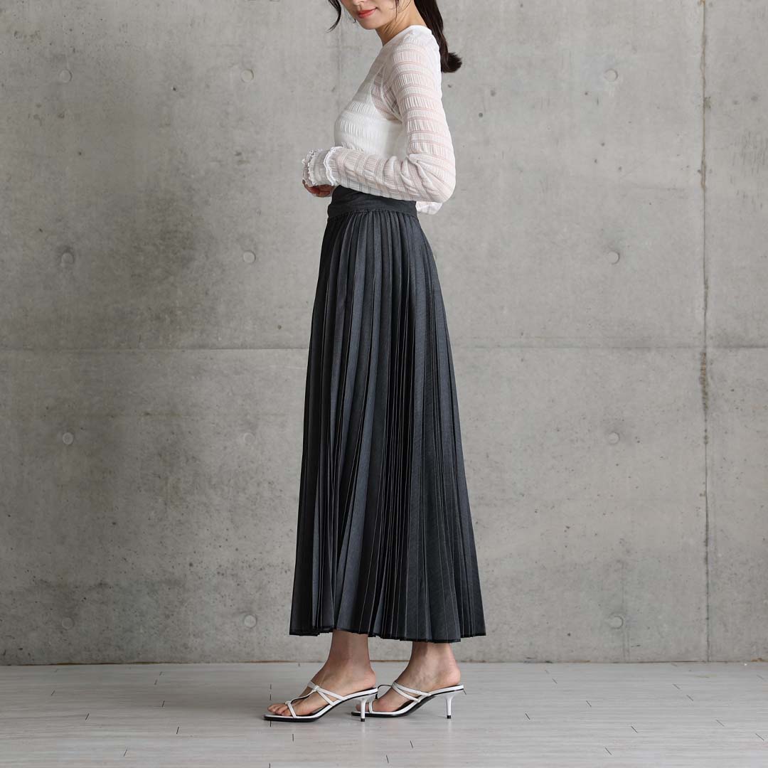 2月中旬～下旬お届け予定 『Inflexion pleats』 Long skirt 【全4色】の画像