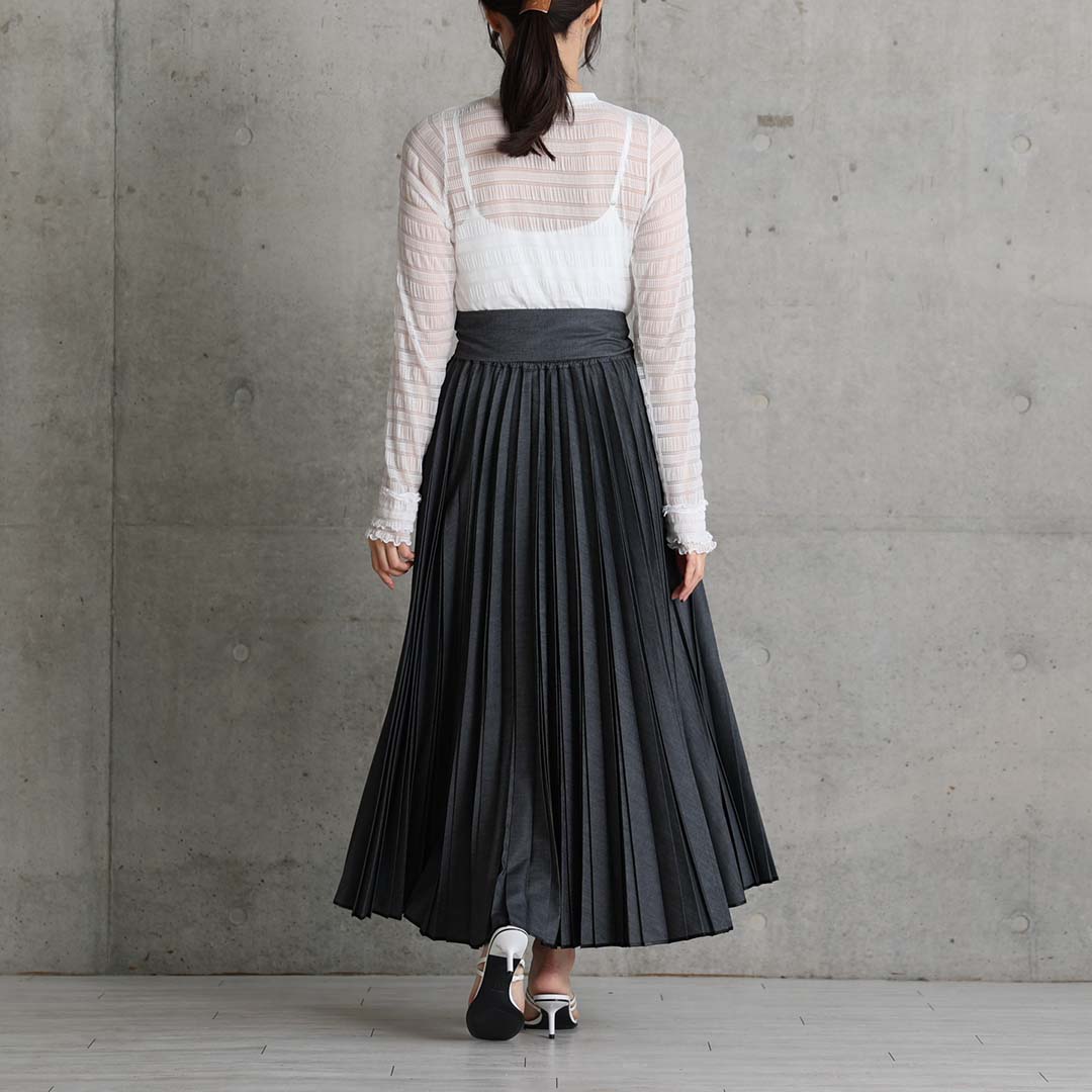 2月中旬～下旬お届け予定 『Inflexion pleats』 Long skirt 【全4色】の画像