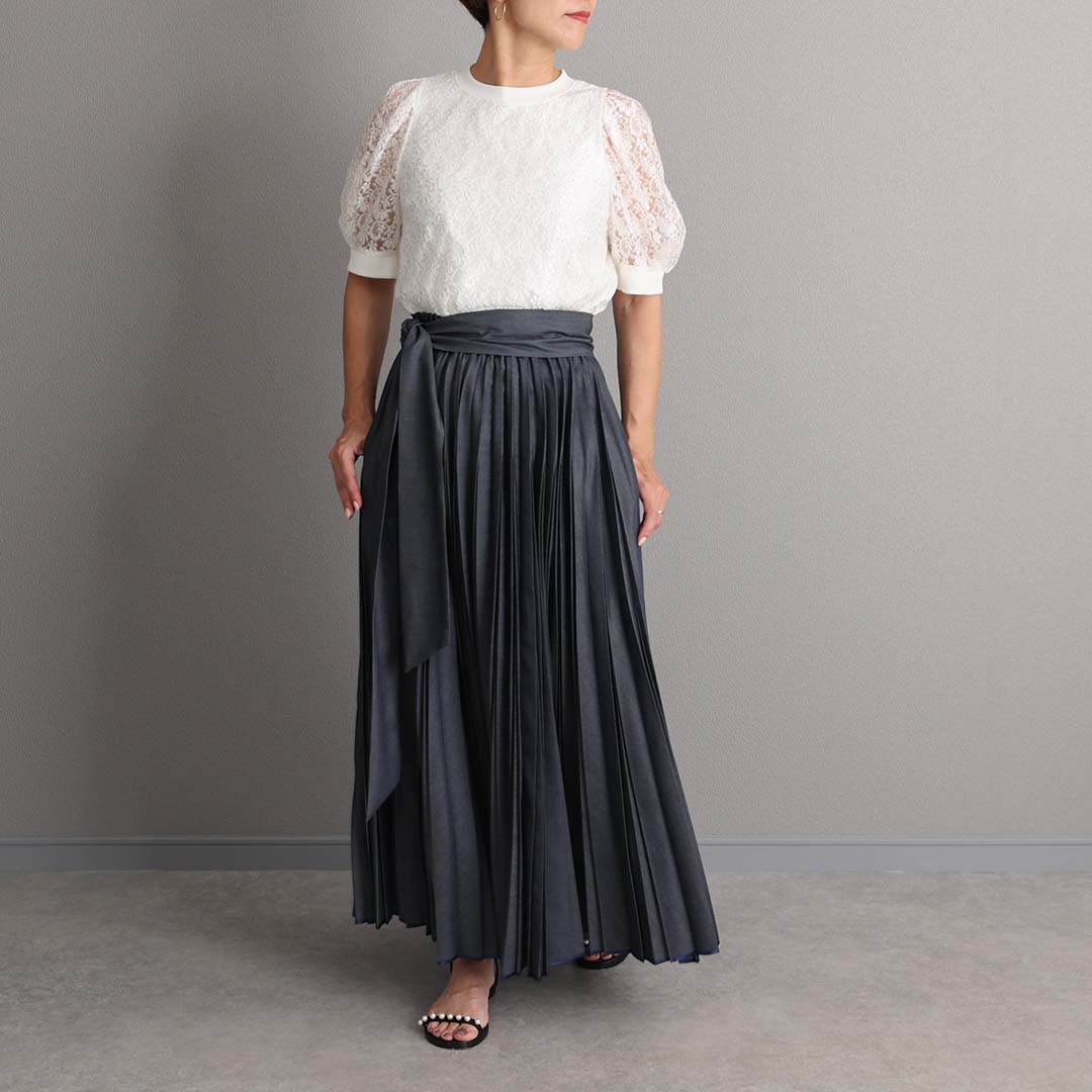 2月中旬～下旬お届け予定 『Inflexion pleats』 Long skirt 【全4色】の画像