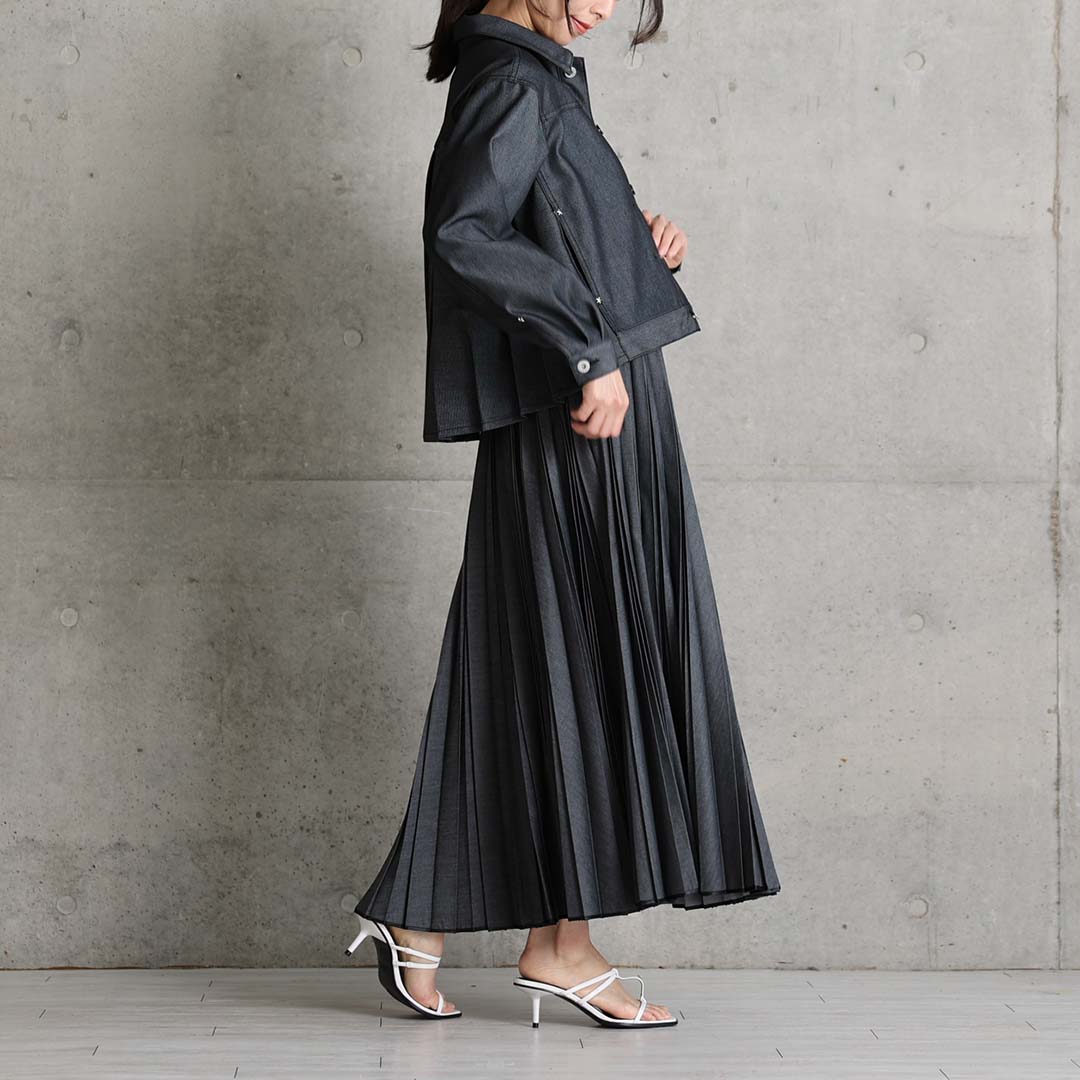 2月中旬～下旬お届け予定 『Inflexion pleats』 Long skirt 【全4色】の画像