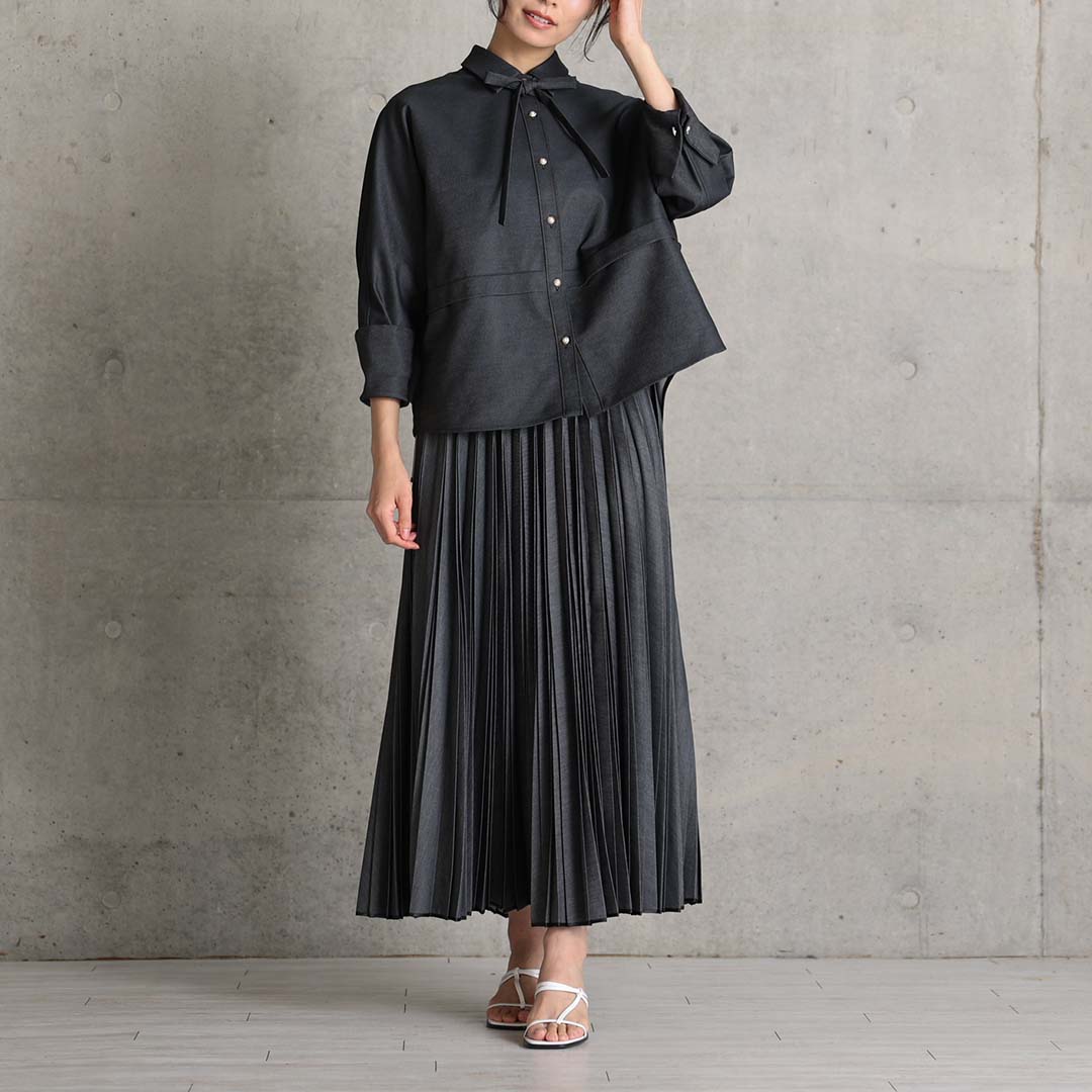 2月中旬～下旬お届け予定 『Inflexion pleats』 Long skirt 【全4色】の画像