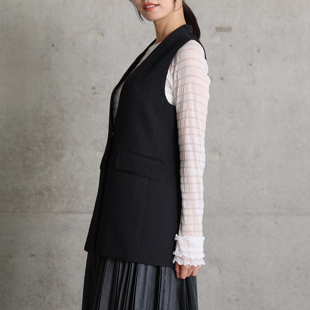 3月中旬-下旬お届け予定『Stella matelasse』 Short gilet【全3色】の画像