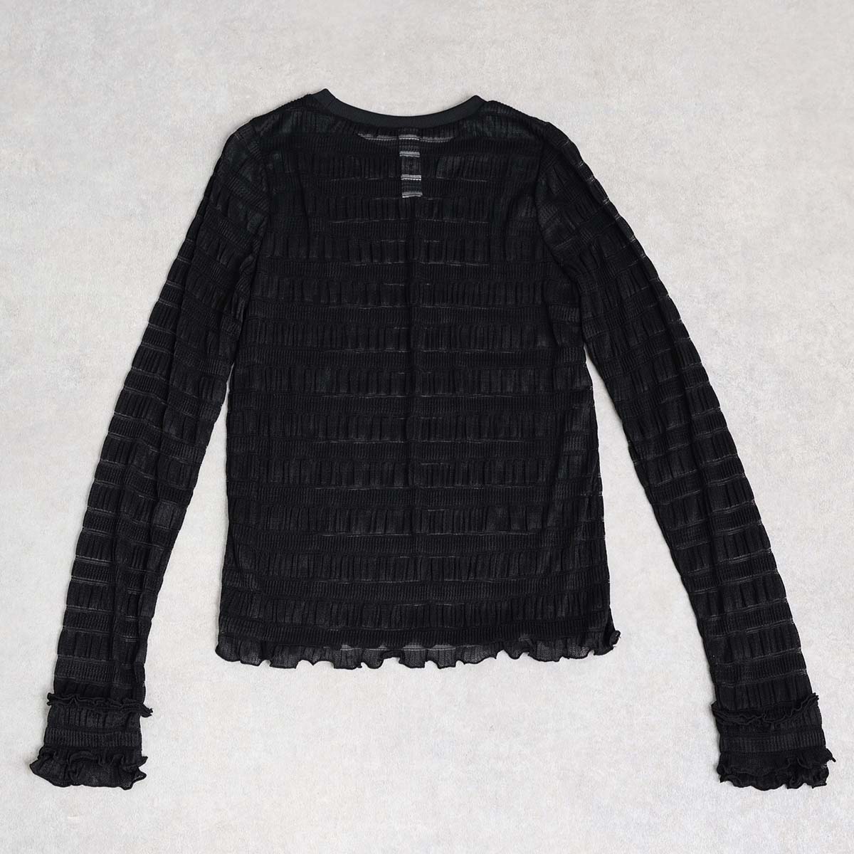 3月中旬~下旬お届け予定『Sheer border lace』 Crew-neck tops【全3色】の画像