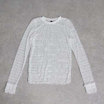 3月中旬~下旬お届け予定『Sheer border lace』 Crew-neck tops【全3色】の画像