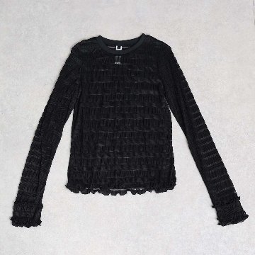 3月中旬~下旬お届け予定『Sheer border lace』 Crew-neck tops【全3色】の画像