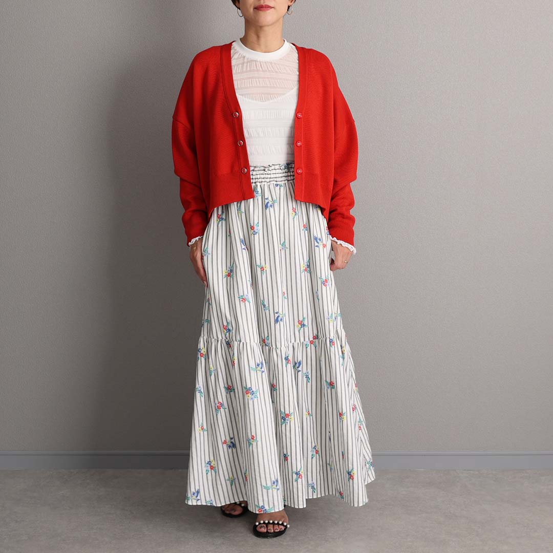 4月中旬～下旬お届け予定『Robin stripe』 Tiered skirt 【全3色】の画像