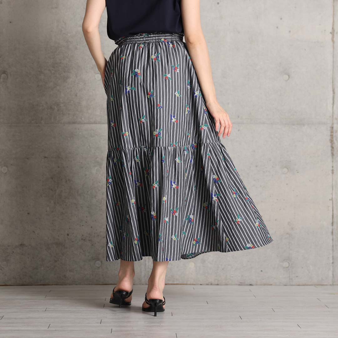 4月中旬～下旬お届け予定『Robin stripe』 Tiered skirt 【全3色】の画像