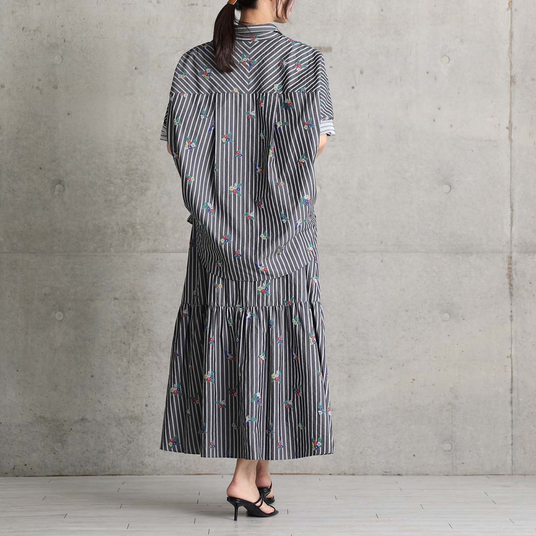 4月中旬～下旬お届け予定『Robin stripe』 Tiered skirt 【全3色】の画像