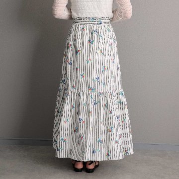 4月中旬～下旬お届け予定『Robin stripe』 Tiered skirt 【全3色】の画像