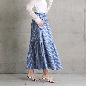 4月中旬～下旬お届け予定『Robin stripe』 Tiered skirt 【全3色】の画像