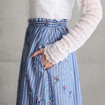 4月中旬～下旬お届け予定『Robin stripe』 Tiered skirt 【全3色】の画像