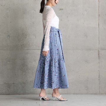 4月中旬～下旬お届け予定『Robin stripe』 Tiered skirt 【全3色】の画像