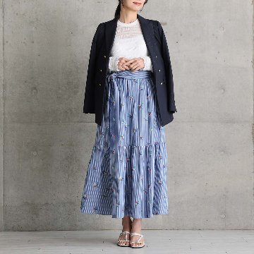 4月中旬～下旬お届け予定『Robin stripe』 Tiered skirt 【全3色】の画像