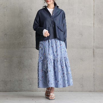 4月中旬～下旬お届け予定『Robin stripe』 Tiered skirt 【全3色】の画像