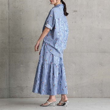 4月中旬～下旬お届け予定『Robin stripe』 Tiered skirt 【全3色】の画像