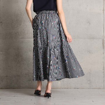 4月中旬～下旬お届け予定『Robin stripe』 Tiered skirt 【全3色】の画像