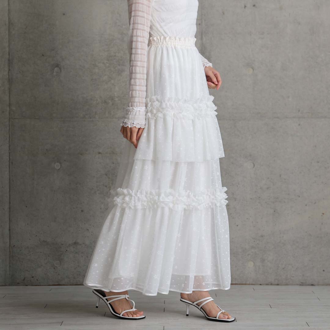 4月中旬~下旬お届け予定『Stella tulle』 Tiered skirt 【全2色】の画像