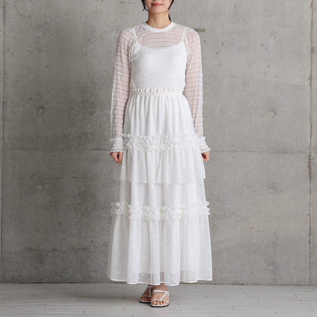 4月中旬~下旬お届け予定『Stella tulle』 Tiered skirt 【全2色】の画像