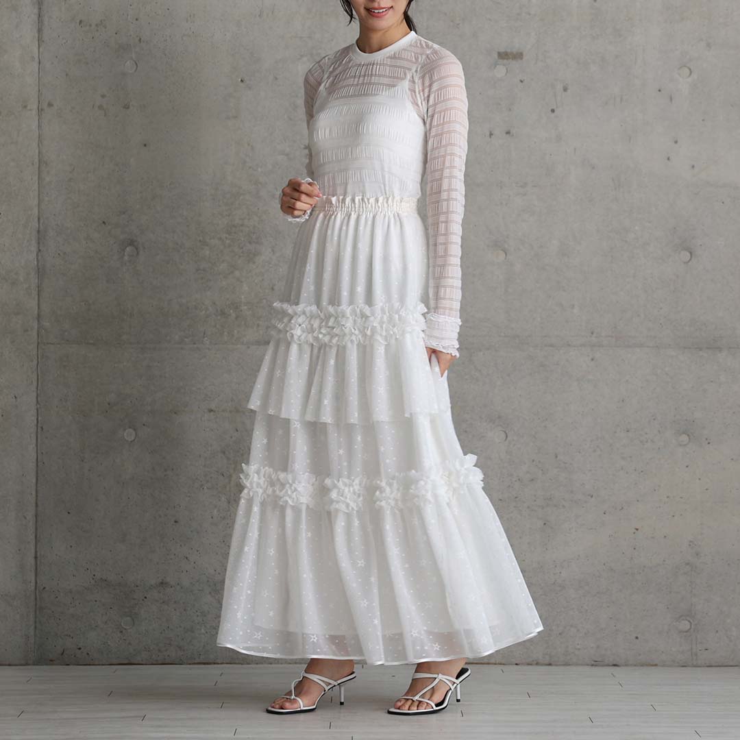 4月中旬~下旬お届け予定『Stella tulle』 Tiered skirt 【全2色】の画像