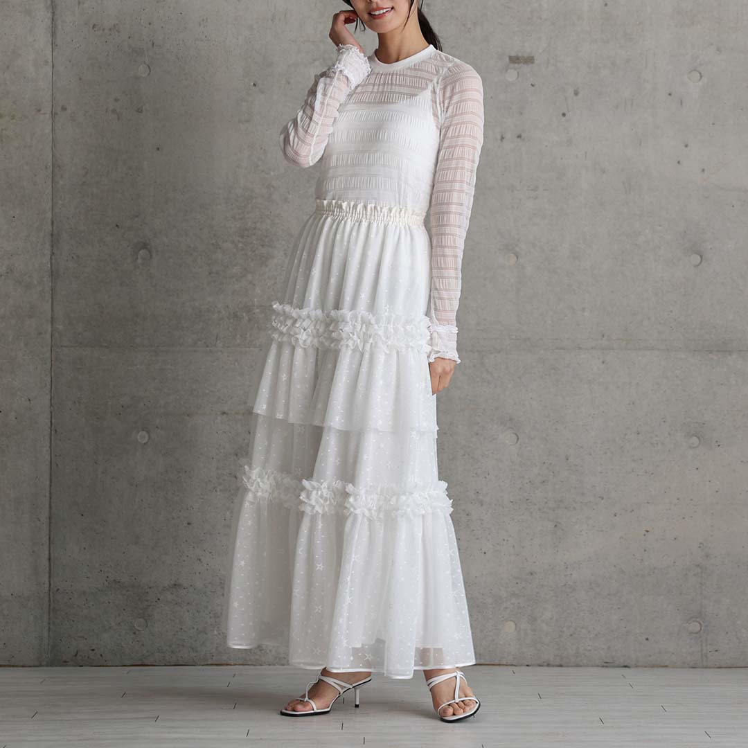 4月中旬~下旬お届け予定『Stella tulle』 Tiered skirt 【全2色】の画像