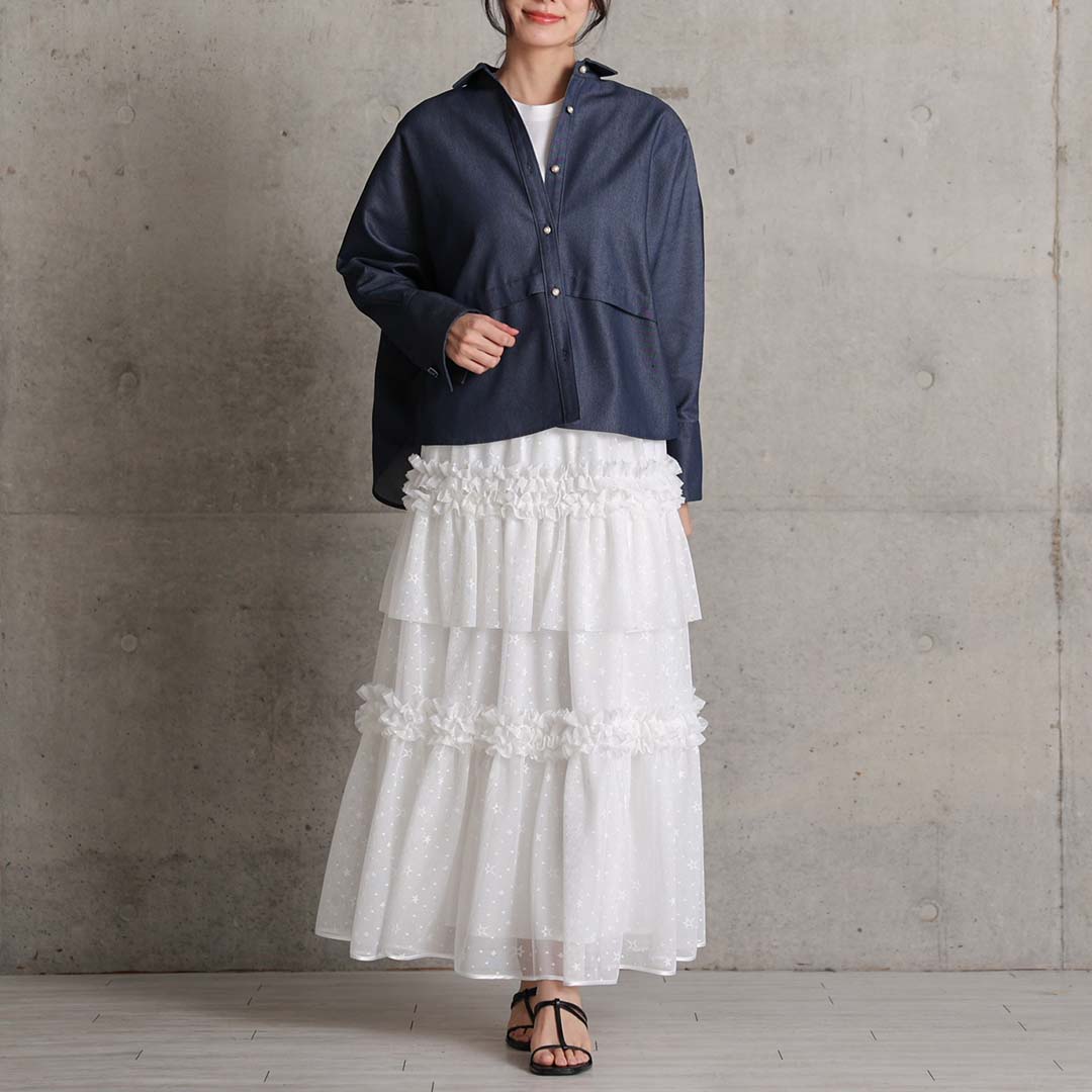 4月中旬~下旬お届け予定『Stella tulle』 Tiered skirt 【全2色】の画像