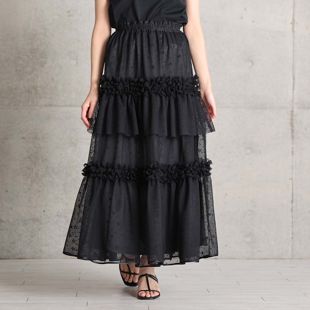 4月中旬~下旬お届け予定『Stella tulle』 Tiered skirt 【全2色】の画像