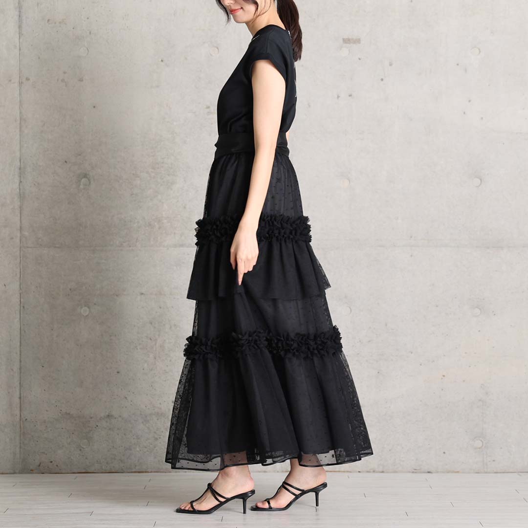 4月中旬~下旬お届け予定『Stella tulle』 Tiered skirt 【全2色】の画像