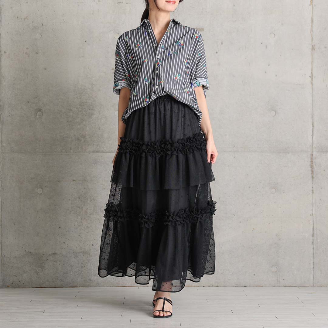 4月中旬~下旬お届け予定『Stella tulle』 Tiered skirt 【全2色】の画像