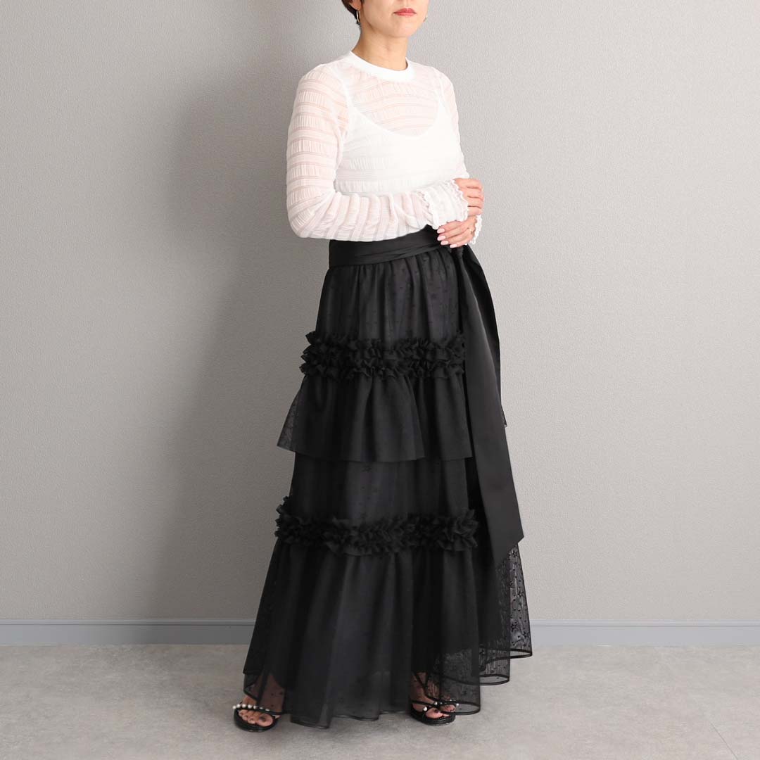 4月中旬~下旬お届け予定『Stella tulle』 Tiered skirt 【全2色】の画像