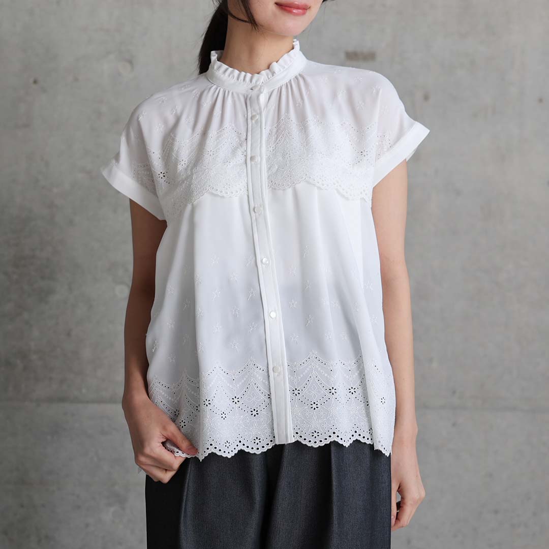 5月中旬～下旬お届け予定『Stella scallop』 french sleeve blouse【全3色】の画像