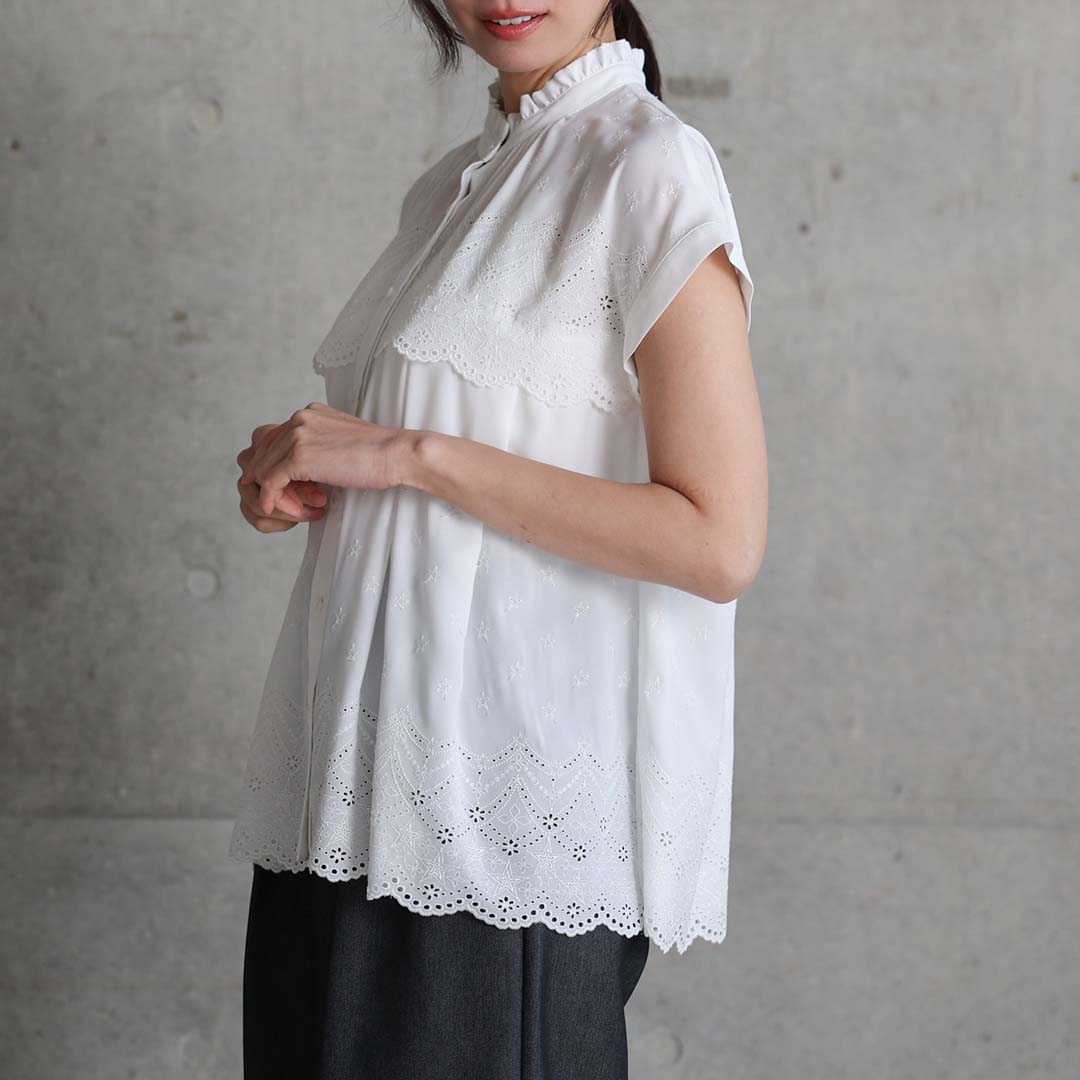 5月中旬～下旬お届け予定『Stella scallop』 french sleeve blouse【全3色】の画像