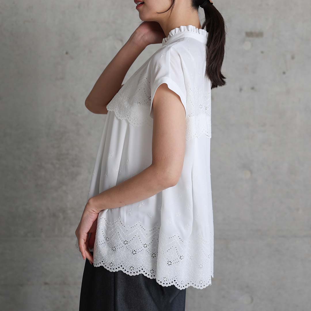 5月中旬～下旬お届け予定『Stella scallop』 french sleeve blouse【全3色】の画像