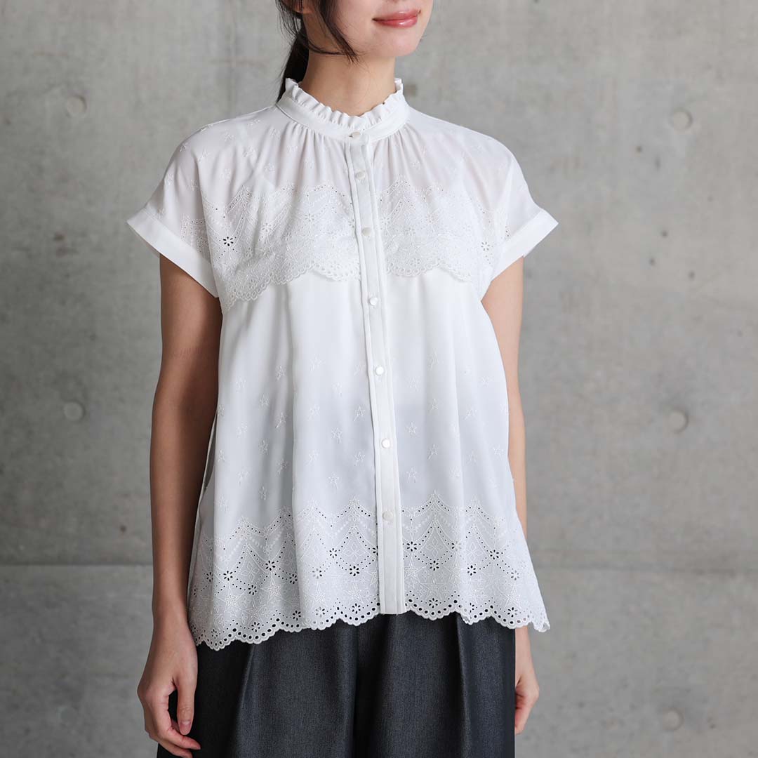 5月中旬～下旬お届け予定『Stella scallop』 french sleeve blouse【全3色】の画像