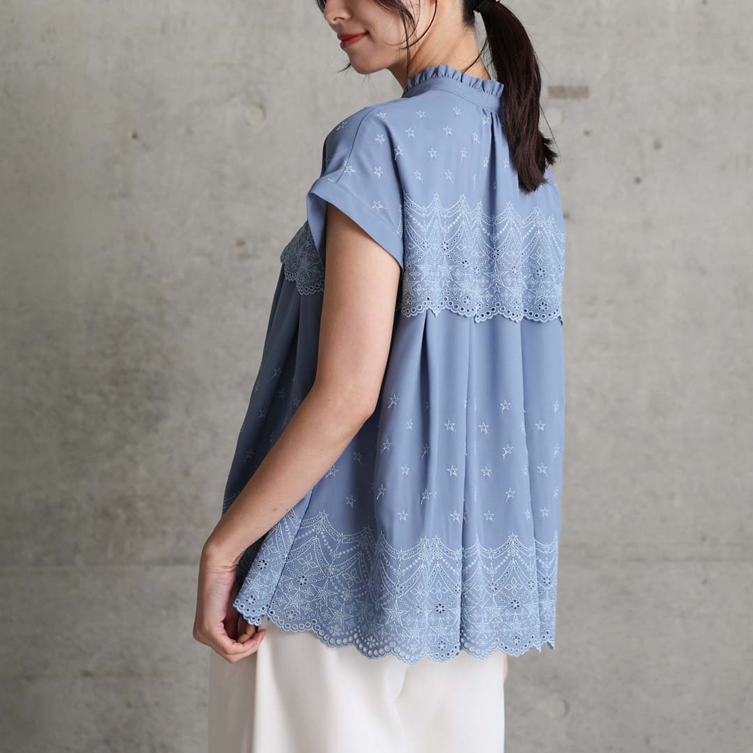 5月中旬～下旬お届け予定『Stella scallop』 french sleeve blouse【全3色】の画像