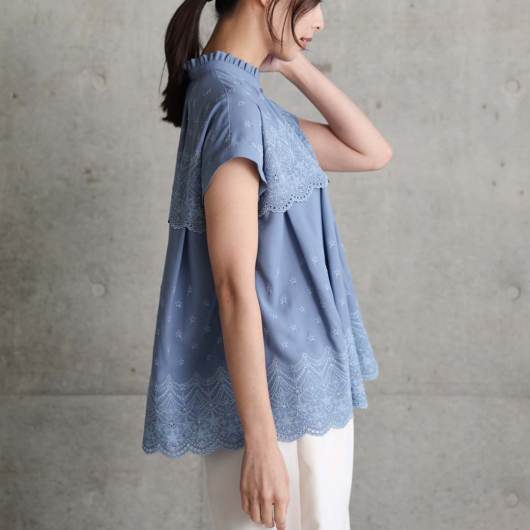 5月中旬～下旬お届け予定『Stella scallop』 french sleeve blouse【全3色】の画像