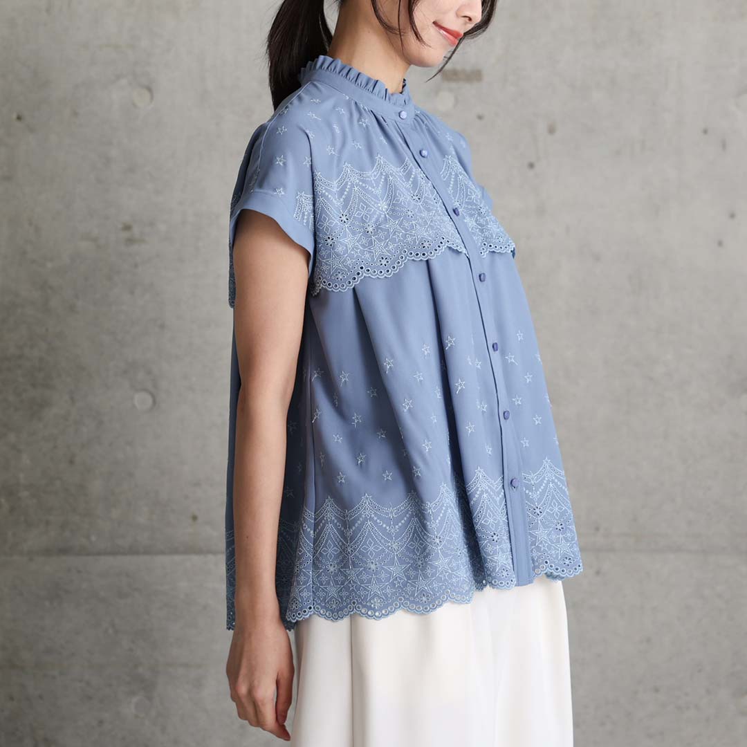 5月中旬～下旬お届け予定『Stella scallop』 french sleeve blouse【全3色】の画像