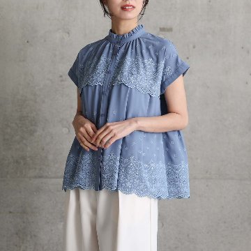 5月中旬～下旬お届け予定『Stella scallop』 french sleeve blouse【全3色】の画像